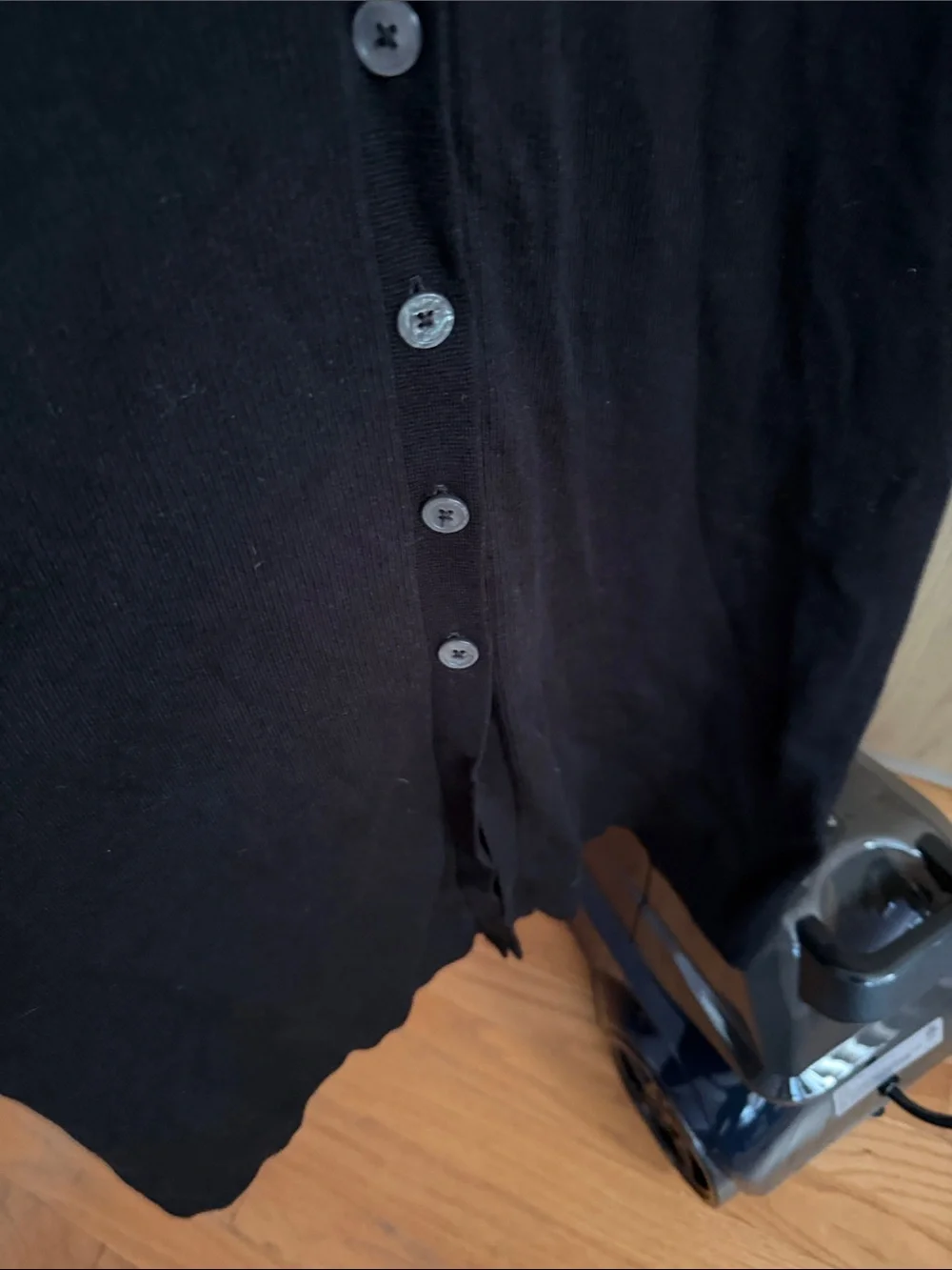 J. Crew Black Long-Sleeve Button-Front Knit Dress